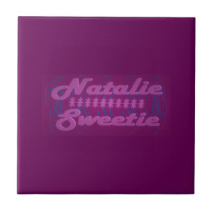 Natalie Sweetie colour dark purple with text Tile