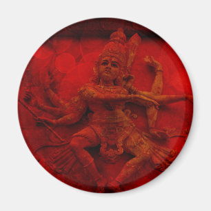 Nataraj Dancing Shiva Wall Relief Statue Red Grung Magnet