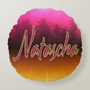 Natascha Vorname Name golden pink Kissen Round Pillow