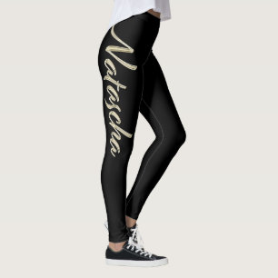 Natascha white gold Handwriting Hose Leggings