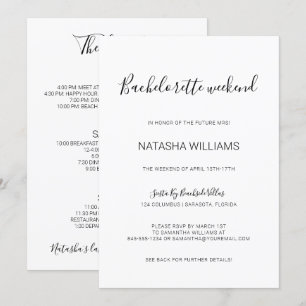Natasha Chic Bachelorette Weekend with Itinerary Invitation