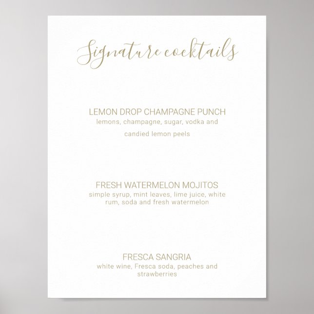 Natasha Gold Signature Drinks Rustic Wedding Sign (Front)