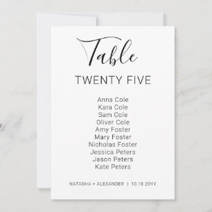 Natasha Modern Wedding Table Seating Chart Card