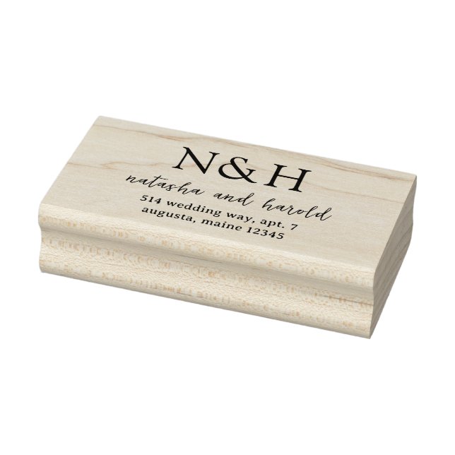 Natasha Monogram Modern Wedding Rubber Stamp (Stamp)