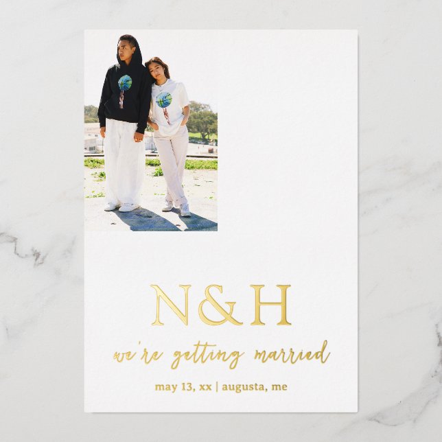 Natasha Monogram Modern Wedding Save the Date (Front)