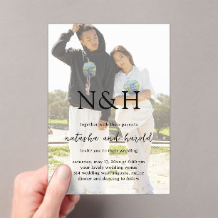 Natasha Photo Monogram Modern Wedding Acrylic Invitations