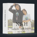Natasha Photo Monogram Modern Wedding Binder<br><div class="desc">Modern wedding planner binder featuring a simple and minimal black and white design with your monogram in a bold font along with your names in an elegant handwriting script and your wedding date over your favourite photo.</div>