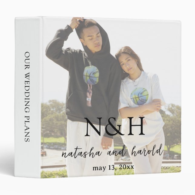 Natasha Photo Monogram Modern Wedding Binder (Front/Spine)