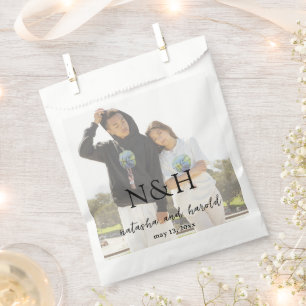 Natasha Photo Monogram Modern Wedding Favour Bag