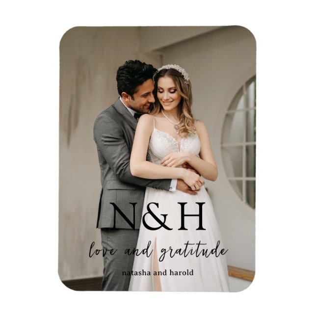Natasha Photo Monogram Modern Wedding Magnet (Vertical)