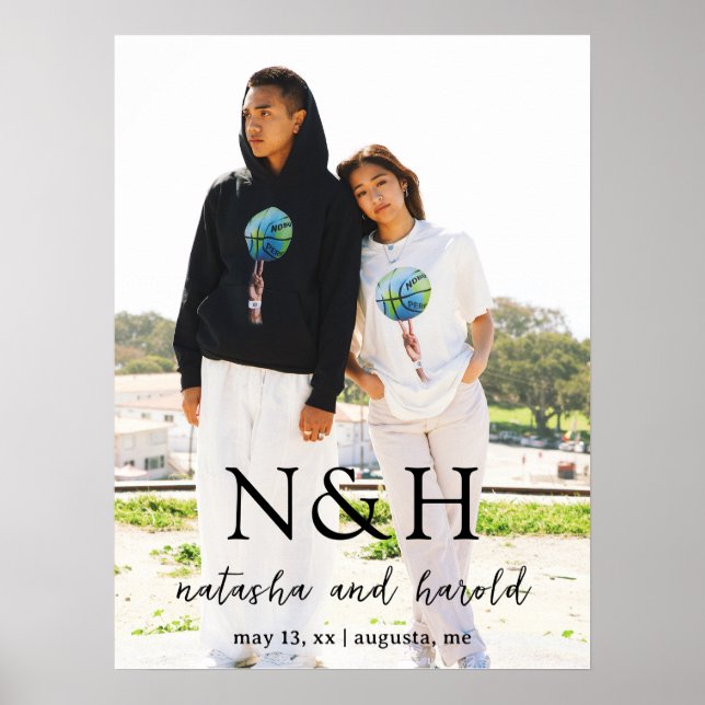 Natasha Photo Monogram Modern Wedding Poster (Front)