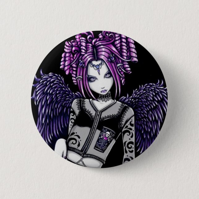 Natasha Pink Purple Angel 2 Inch Round Button (Front)