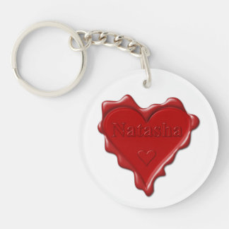 Natasha. Red heart wax seal with name Natasha Keychain