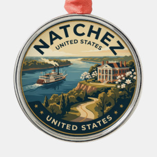 Natchez Mississippi Metal Ornament