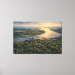 Natchez on the River   Landscape Art   Stretched` Canvas Print