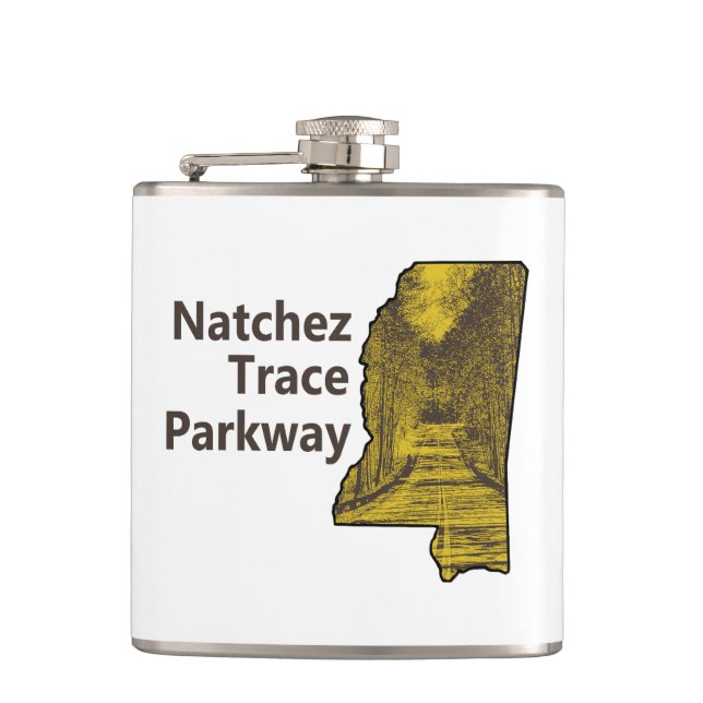 Natchez Trace Parkway Mississippi Map Hip Flask (Front)