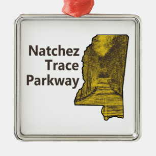 Natchez Trace Parkway Mississippi Map Metal Ornament