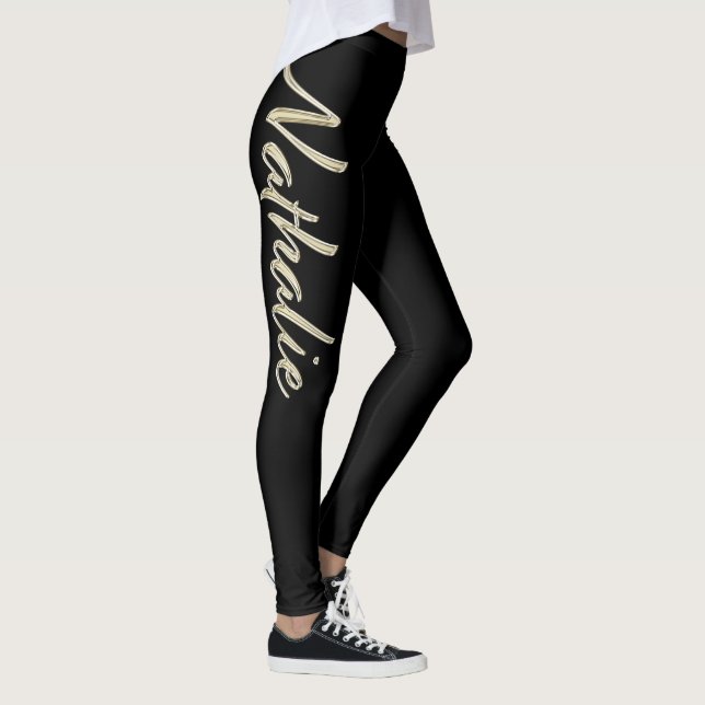 Nathalie white hand writing trousers leggings (Right)