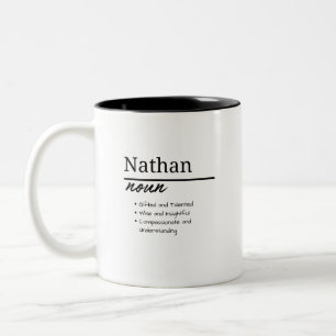 Nathan, Boy Personalized Name Definition Two-Tone Coffee Mug
