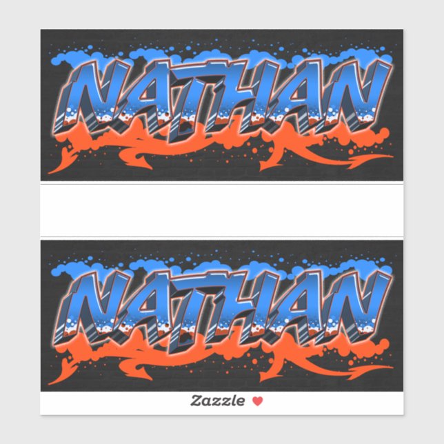 Nathan First Name Graffiti Sticker (Sheet)