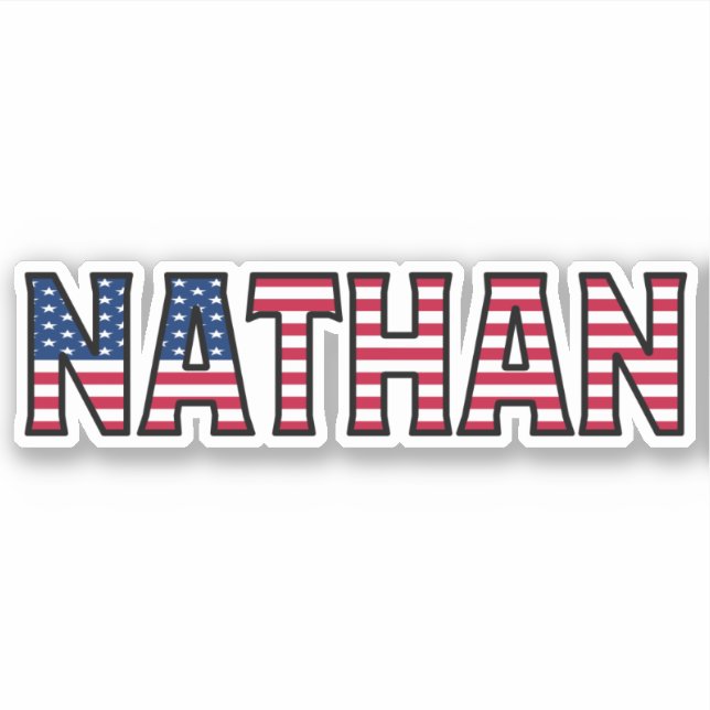 Nathan Name First Name USA Sticker Stickerset (Front)