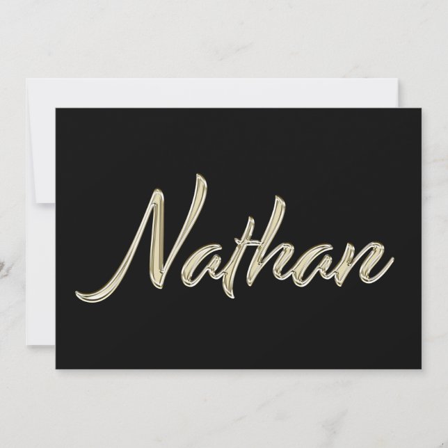Nathan Name white gold Handwriting Card (Front)