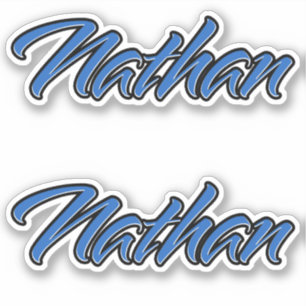 Nathan Nom bleu Autocollant Autocollant