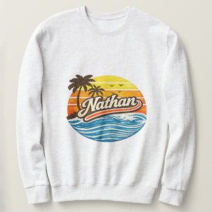 Nathan Retro Sunset Name Design Sweatshirt