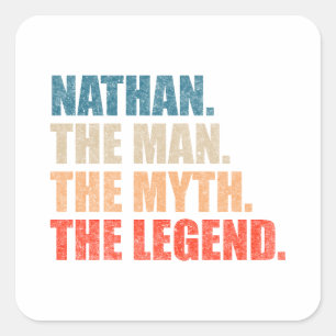 Nathan The Man The Myth The Legend Square Sticker