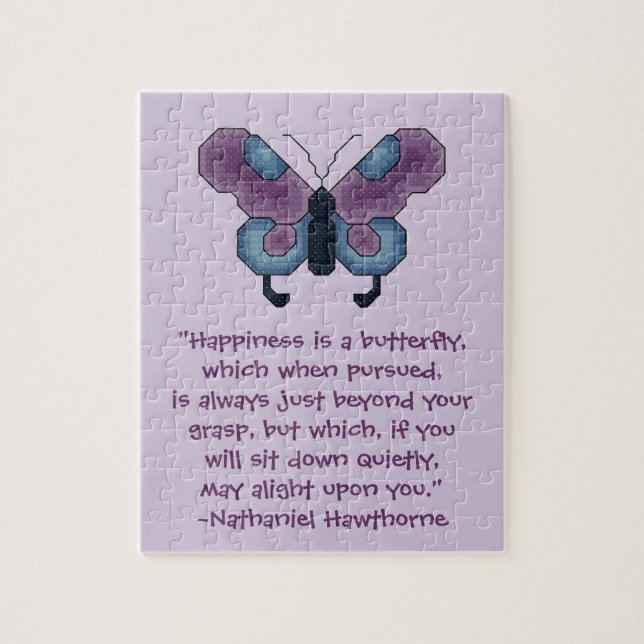 Nathaniel Hawthorne Butterfly Happiness Quote Jigsaw Puzzle (Vertical)