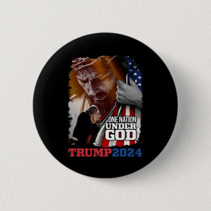 Nation Under God President Trump 2024 America Chri 2 Inch Round Button