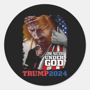 Nation Under God President Trump 2024 America Chri Classic Round Sticker