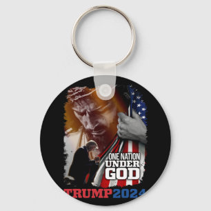 Nation Under God President Trump 2024 America Chri Keychain