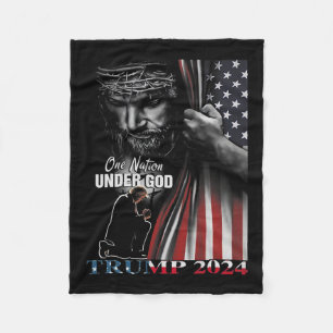 Nation Under God Trump 2024 God American Flag 1 Fleece Blanket