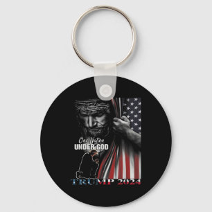 Nation Under God Trump 2024 God American Flag 1  Keychain