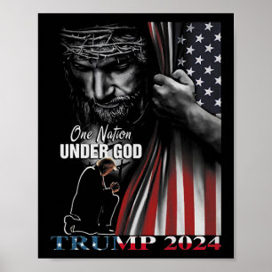 Nation Under God Trump 2024 God American Flag 1  Poster