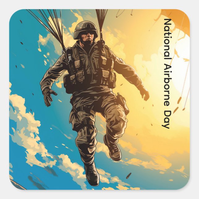 National Airborne Day Square Sticker (Front)