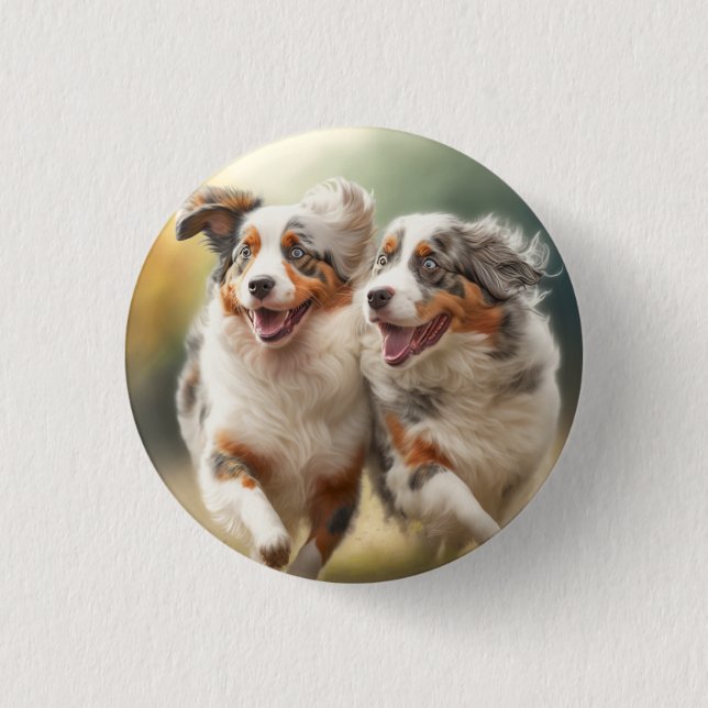 National Australian Shepherd Day, Aussie Dog 1 Inch Round Button (Front)