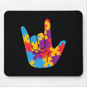 National Autism Awareness Month Asl Love Sign Puzz Mouse Pad