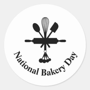 National Bakery Day Stickers with Utensils Icon