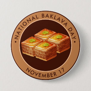 National Baklava Day, illustration 3 Inch Round Button