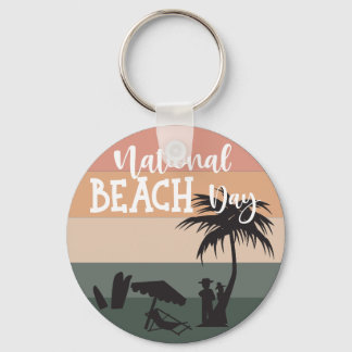 National Beach Day Sign Keychain