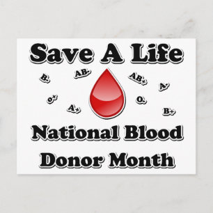 National Blood Donor Month - Save A Life Postcard