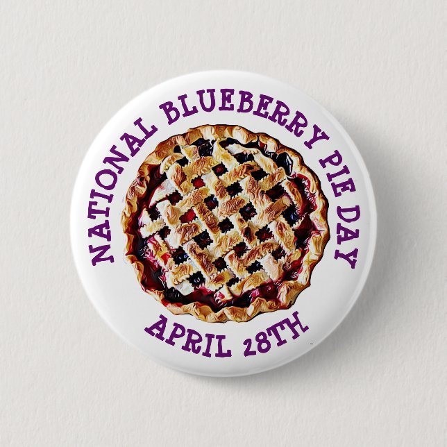 National Blueberry Pie Day April 28th Button (Front)