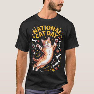 National Cat Day Cute Tabby Kitty Celebration Happ T-Shirt