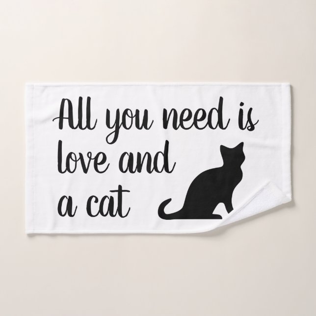 National cat day gift towel with cute quote design (Hand Towel)