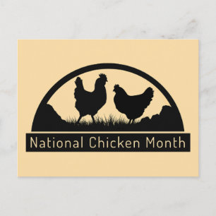 National Chicken Month, rooster and hen Postcard