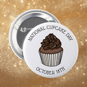 National Chocolate Cupcake Day October 18th 2 Inch Round Button
