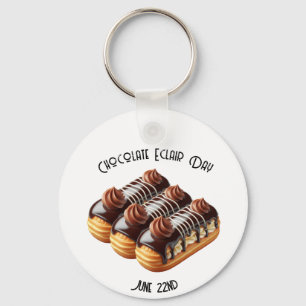National Chocolate Eclair Day Custom Keychain