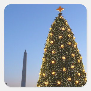 National Christmas Tree and Washington Monument Square Sticker